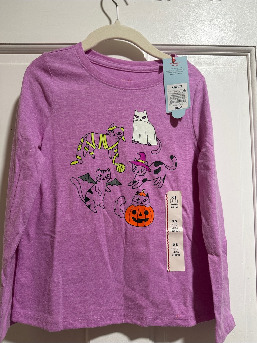 Cat & Jack Lilac Halloween Cat Graphic Long-Sleeve Tee